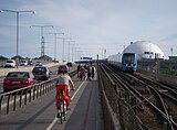 På Skanstullsbron söderut med Globen i bakgrunden