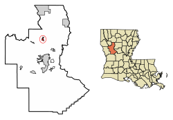 Location of Campti in Natchitoches Parish, Louisiana.