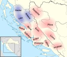 Map of approximate locations of early medieval counties of Croatia