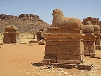 Colonnade of rams in front of Amun-Ra temple in Naqa