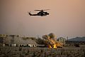 A UH-1Y Venom providing close air support during an urban warfare training exercise