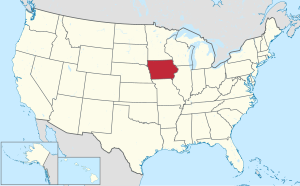 Map of the United States highlighting Iowa