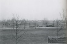 A photograph of an open plot of land with a textbox that reads “Ordnance Department A.P.G. 39690 – 3/3/40. Ballistic Research Laboratory construction. Progress picture No. 1.”