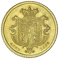 Gold coin showing a heraldic shield