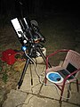 Image 8An amateur astrophotography setup with an automated guide system connected to a laptop (from Observational astronomy)