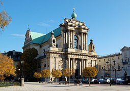 Carmelite Church has an original 18th-century façade.