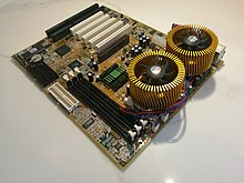 a computer motherboard with zalman heatsinks attached