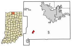 Location of North Liberty in St. Joseph County, Indiana.