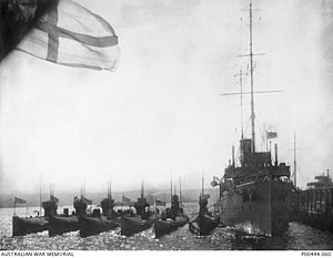 HMAS Platypus with all six Australian J Class submarines in 1919