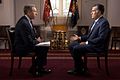 Image 39Brian Williams interviews Mitt Romney on July 25, 2012, during Romney's presidential campaign. (from News presenter)