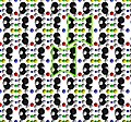 Amphibole structure looking along the [001] axis. Silicon ions are emphasized. Two "I-beams" are outlined in green.