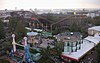 This all-wooden roller coaster, built in 1951, dominates the Linnanm�ki amusement park in Helsinki, Finland.