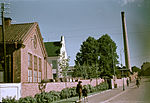 Västra Storgatan vid Jönköpings Tändsticksfabrik, 1945