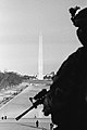 Image 4Black-and-white photograph of a National Guardsman looking over the Washington Monument in Washington D.C., on January 21, 2021, the day after the inauguration of Joe Biden as the 46th president of the United States (from Photojournalism)