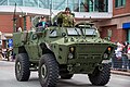 Members from 37 CBG attend the Freedom of the City Parade in Moncton on 20 May 2023. 2023 was the 175th anniversary of the oldest continuously serving armoured regiment in Canada, the 8th Canadian Hussars. The parade was attended by the Princess Royal, their colonel-in-chief.