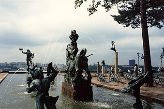 Millesgården med skulpturparken på Herserudsklippan skapad av Carl och Olga Milles. Foto från 1986.