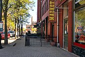 Looking northeast on Market Street towards West 25th Street with The West Side Market in the background