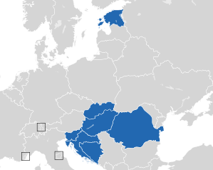 A coloured map of the countries of Europe