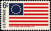 A 6� stamp with the Betsy Ross design was released in 1968 as part of the "Historic Flag" series.[75]