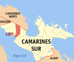 Map of Camarines Sur with Lupi highlighted