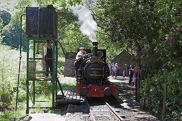 The 1961-built water tower at Dolgoch, 1 June 2009.