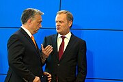 Donald Tusk with Prime Minister of Hungary Viktor Orb�n in 2014