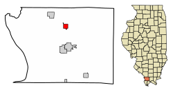 Location of Cobden in Union County, Illinois.