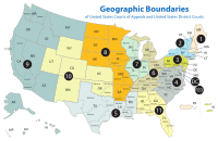 A multicolored map of the boundaries of the United States