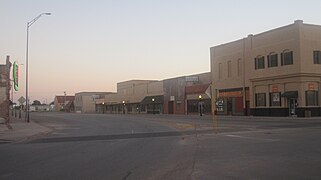 Downtown Anson south of the courthouse at sunset