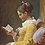 "A Young Girl Reading", an oil painting by Jean-Honor� Fragonard depicting a young girl in a yellow dress sitting reading a book