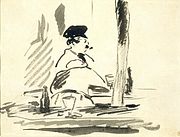 Le Bouchon, a brush and ink sketch by �douard Manet, 1878