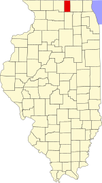 Map of Illinois highlighting Boone County