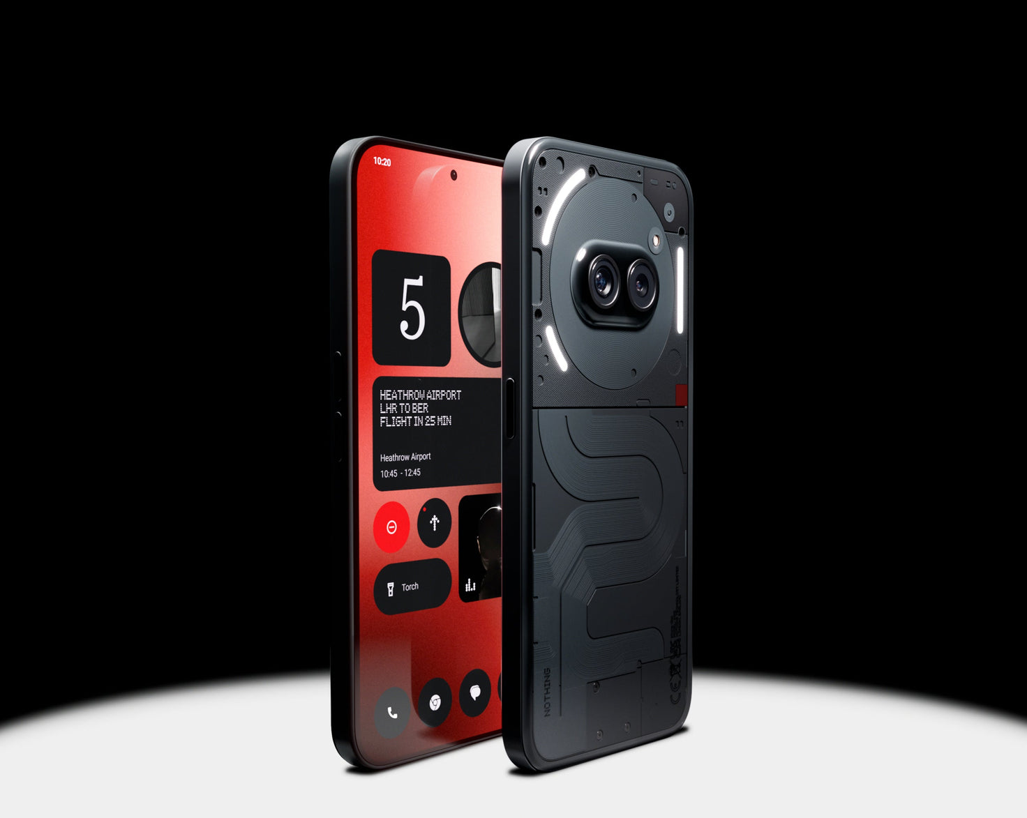 Phone (2a) displaying its front and back, highlighting its unique design and Red Dot award.