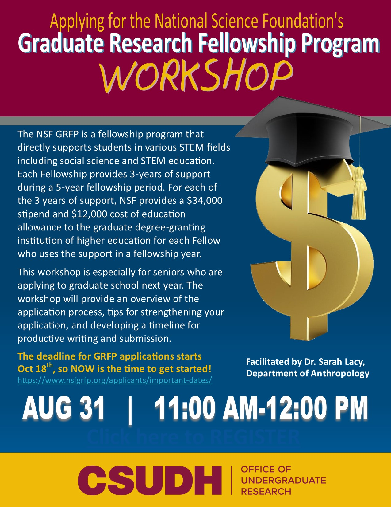 Applying for the NSF-GRFP WORKSHOP Flyer 8-31-21