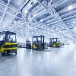 Forklift in a warehouse