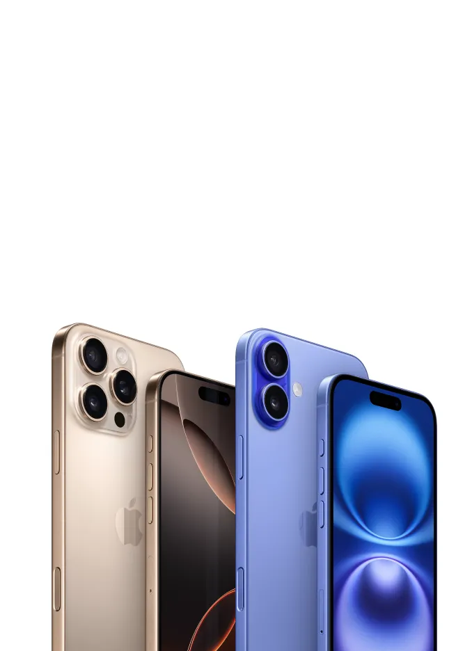 Ein iPhone 14 und iPhone 14 Pro von vorne und hinten