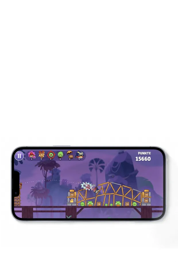 iPhone in Landscape auf dem grade Angry Birds gespielt wird