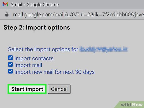 Step 8 Select the options you want to import and click Start import.