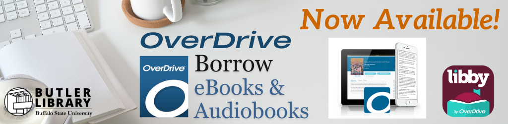 Image showing Overdrive logo and text saying that it is now available. eBooks and Audiobooks