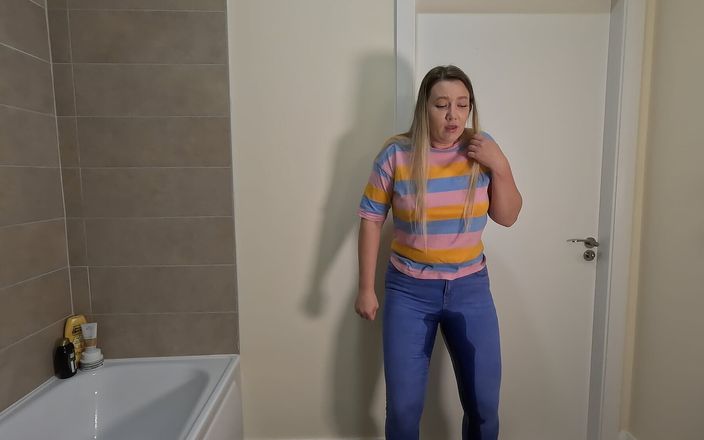 Emma Voyeur: Locked in the Bathroom with Full Bladder and Pee in...