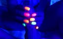 Latina mala: Black Light Glowing Nail Handjob