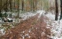 Bouncy Tits Action: Smashing Her Tits While Hiking in the Snow