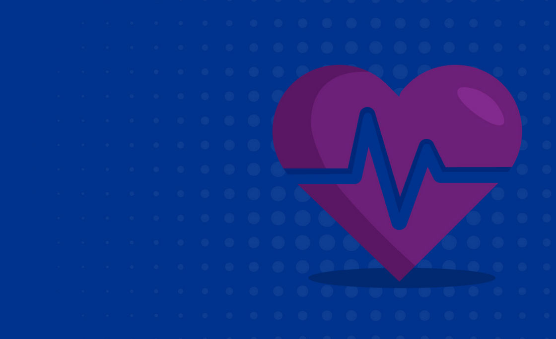 Heart beat, illustration over blue background