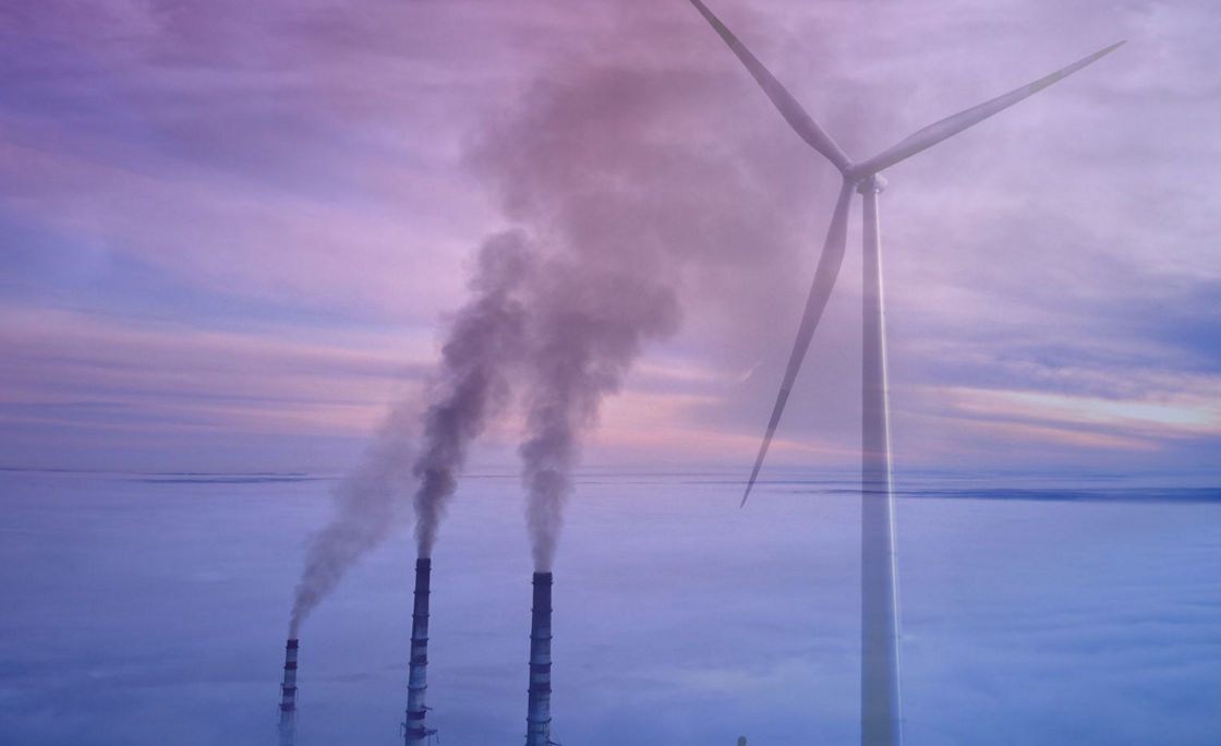 High Pipes and Windmill in Ocean