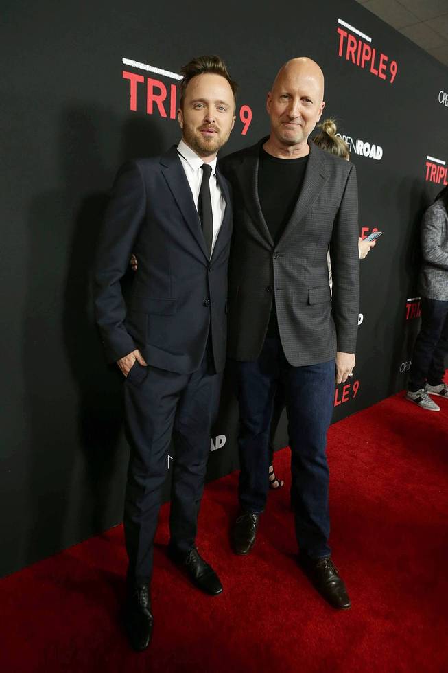 John Hillcoat and Aaron Paul at an event for Triple 9 (2016)