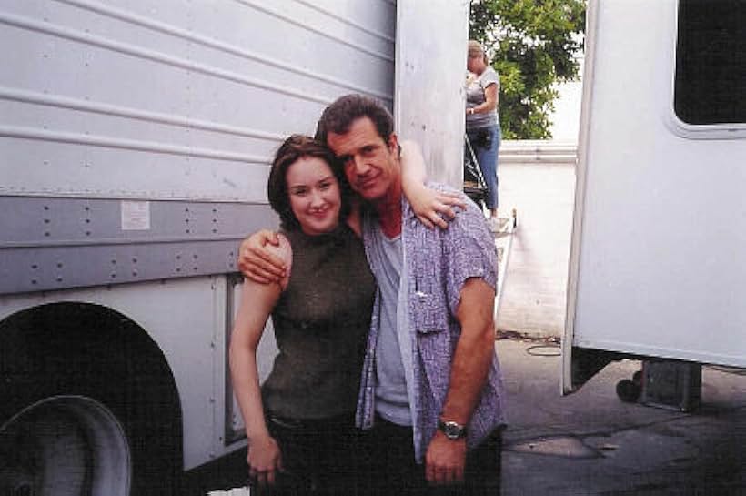 Ashley Johnson with Mel Gibson on the set of What Women Want