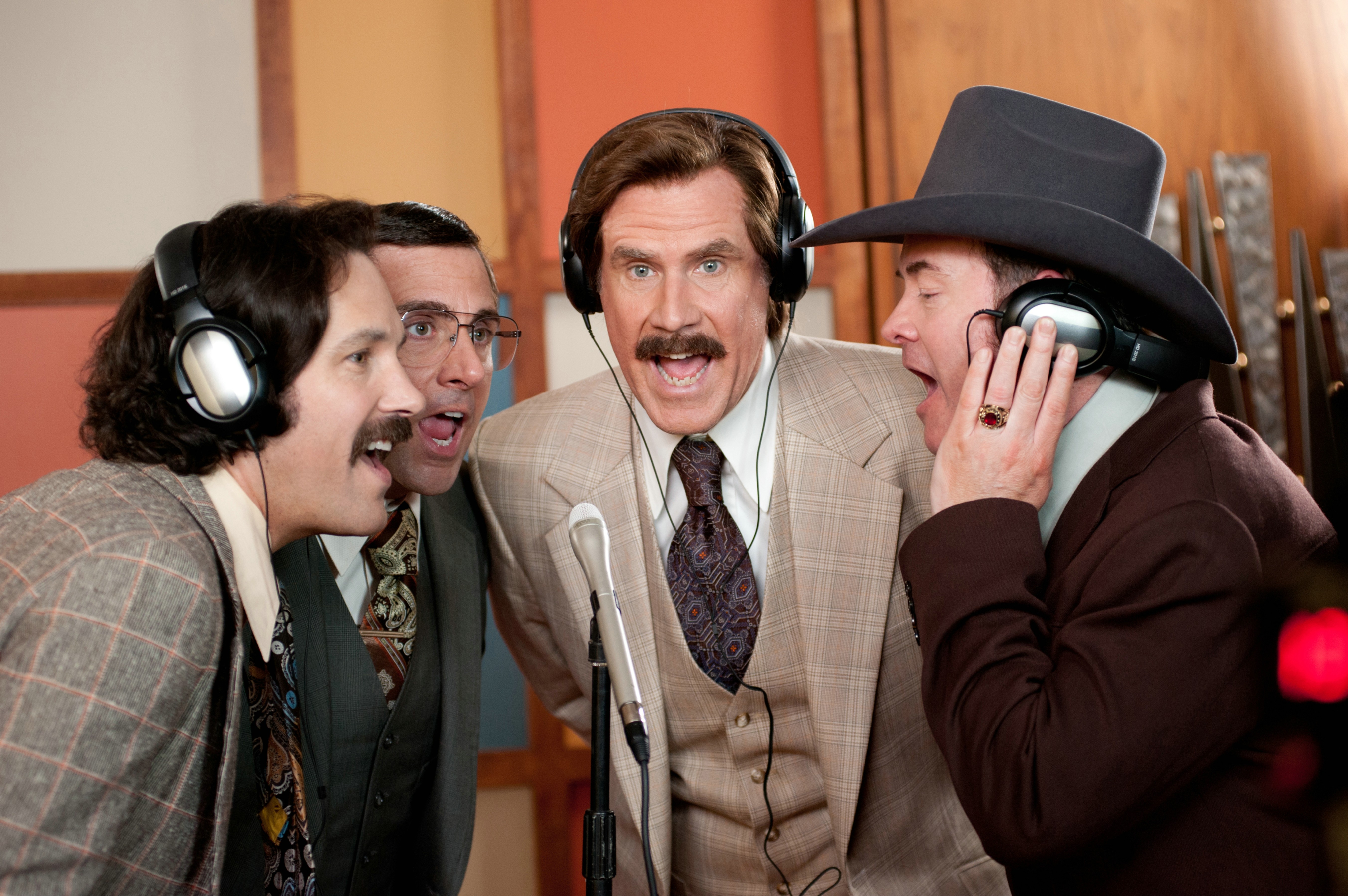 Will Ferrell, Steve Carell, David Koechner, and Paul Rudd in Anchorman 2: The Legend Continues (2013)