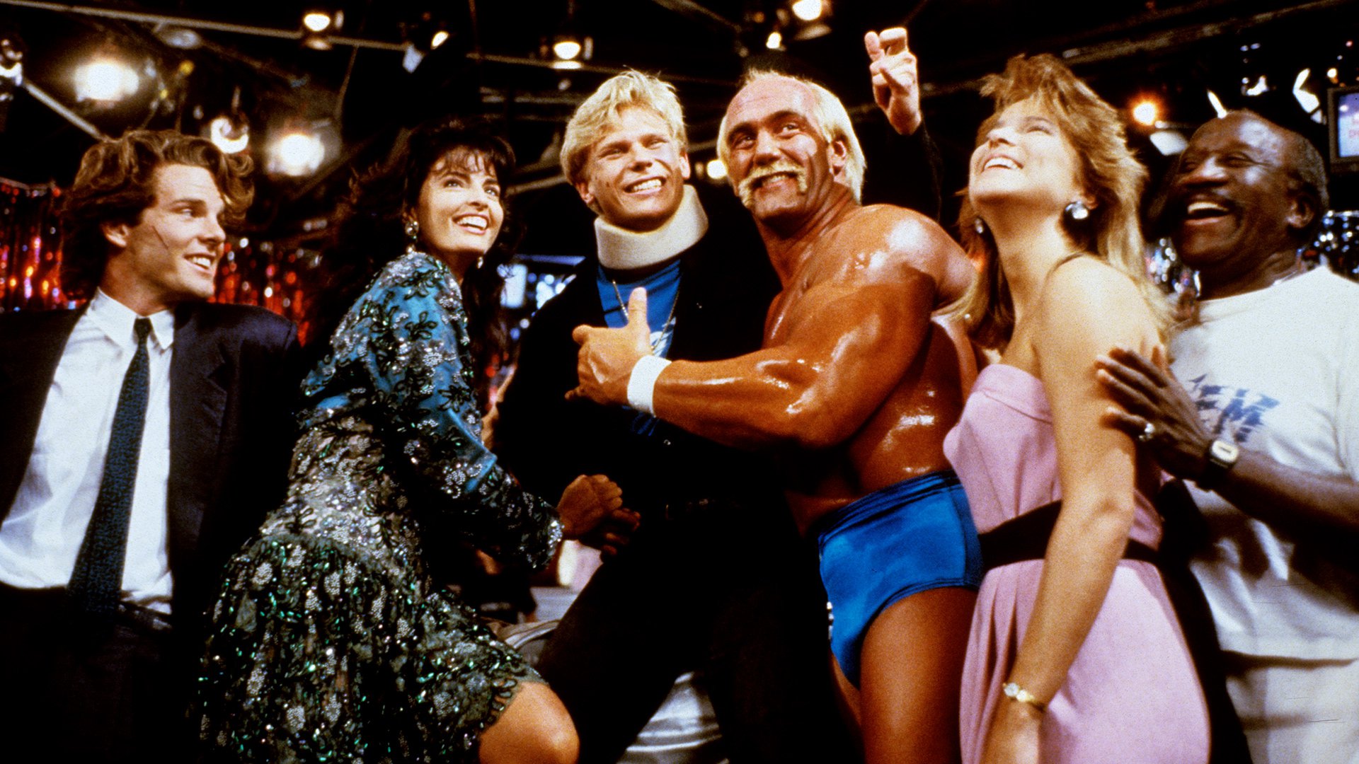 Joan Severance, Hulk Hogan, Bill Henderson, Patrick O'Bryan, and Mark Pellegrino in No Holds Barred (1989)