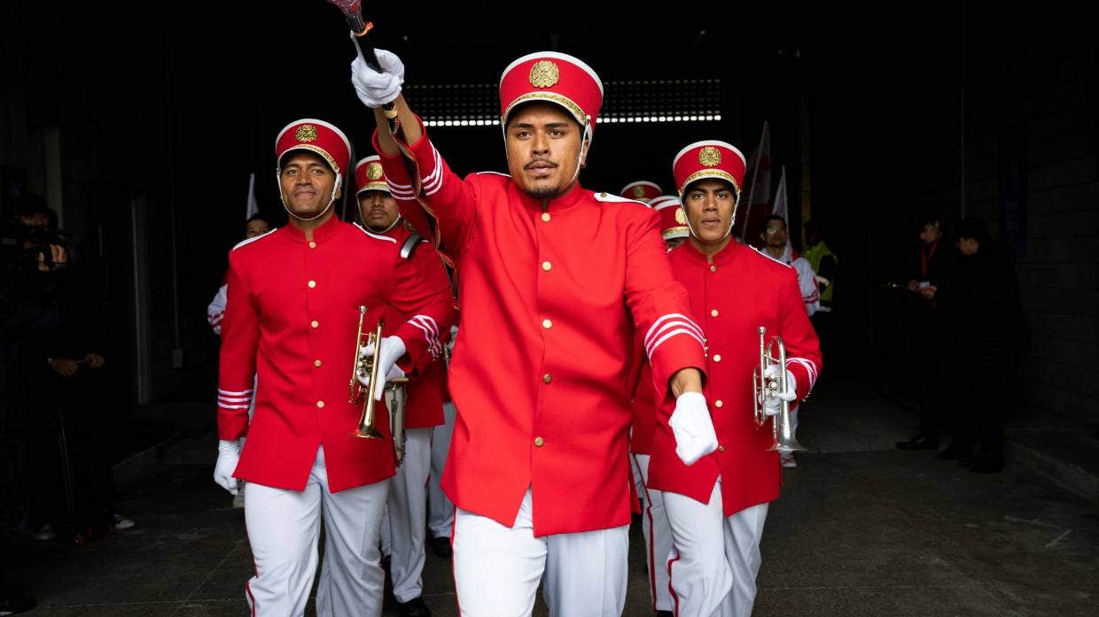 Dimitrius Schuster-Koloamatangi, Mikey Falesiu, John-Paul Foliaki, and Haanz Fa'avae-Jackson in Red, White & Brass (2023)