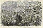 Ein­weihung des Ernst-August-Denk­mals 1861; Holz­stich aus The Illustrated London News